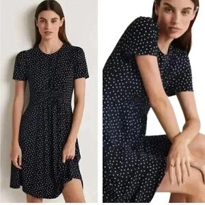 Boden Black with Blue Polka Dot Knit Mini Dress Size 14